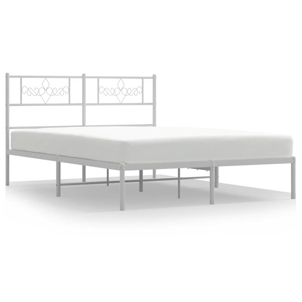 Metalni okvir za krevet s uzglavljem bijeli 150x200 cm