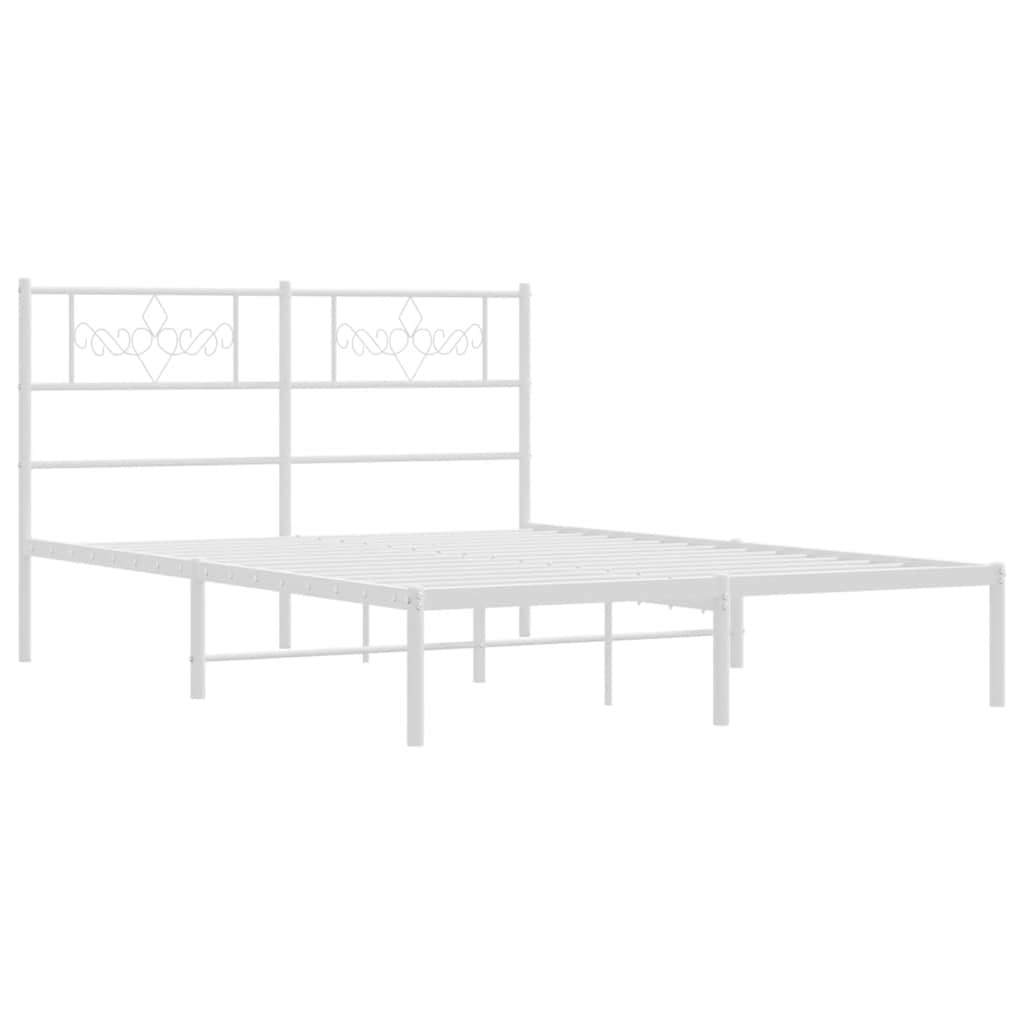 Metalni okvir za krevet s uzglavljem bijeli 150x200 cm