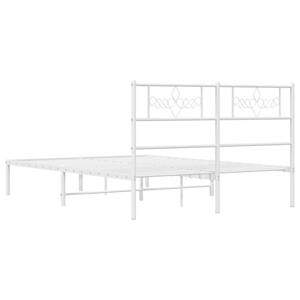 Metalni okvir za krevet s uzglavljem bijeli 150x200 cm