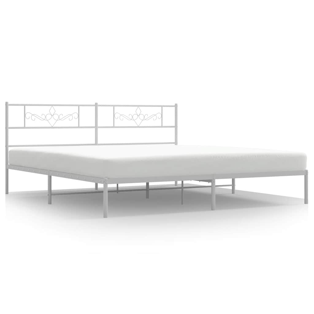 Metalni okvir za krevet s uzglavljem bijeli 193x203 cm
