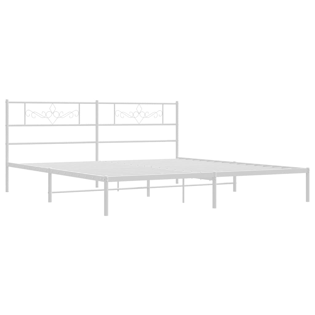 Metalni okvir za krevet s uzglavljem bijeli 193x203 cm