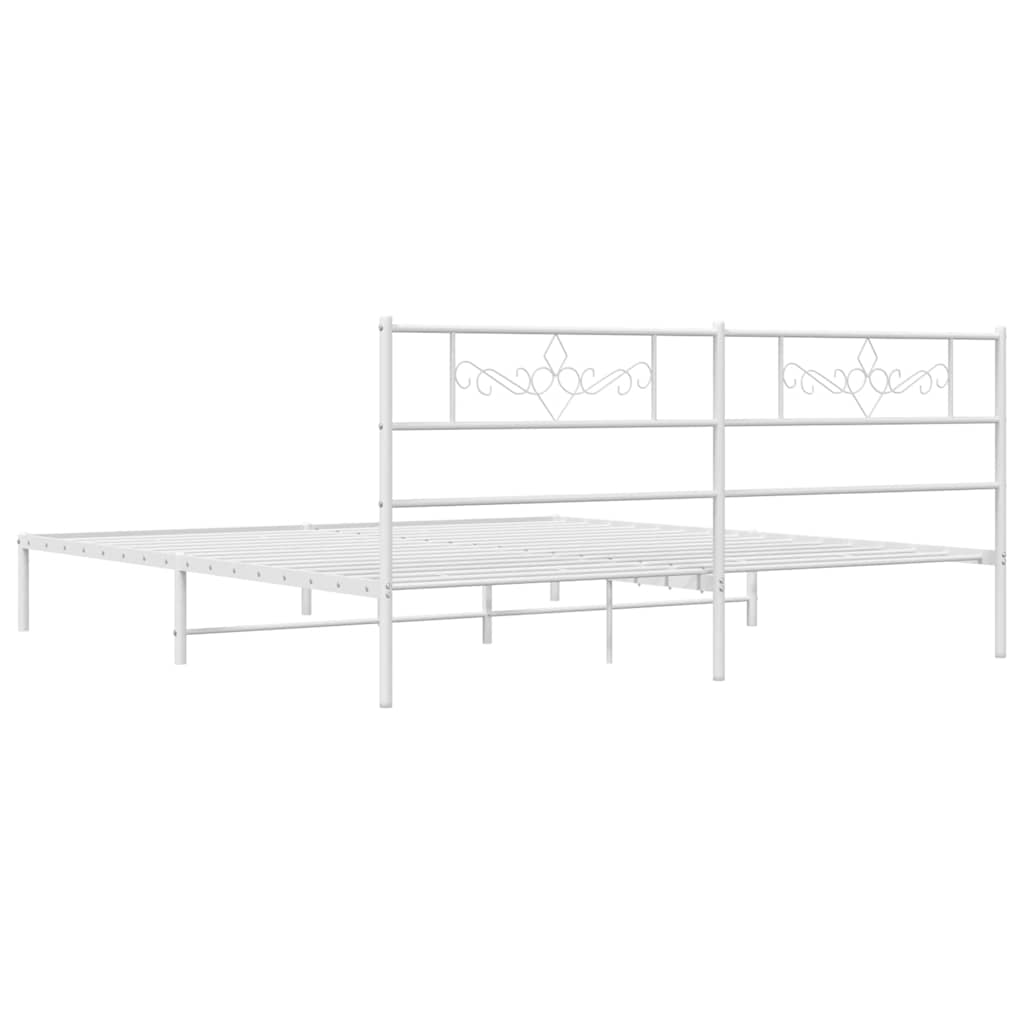 Metalni okvir za krevet s uzglavljem bijeli 193x203 cm
