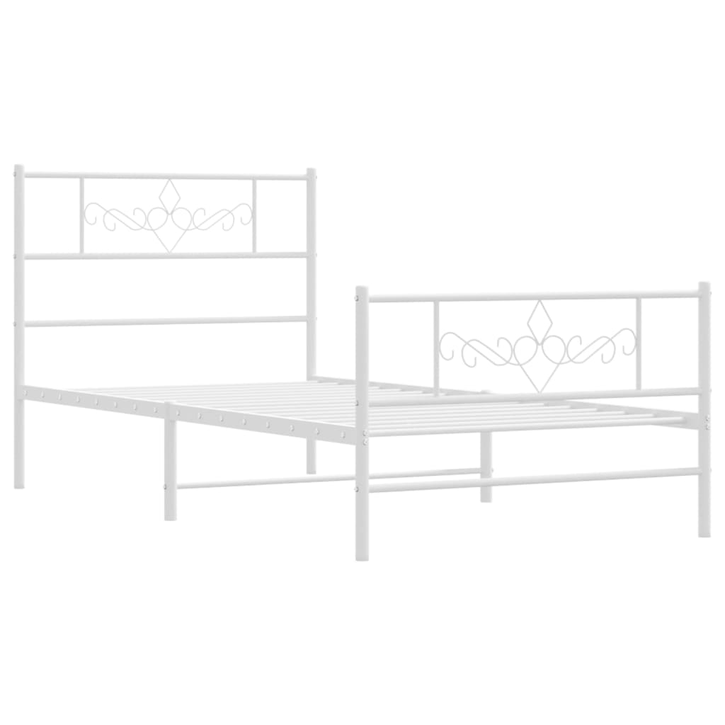 Metalni okvir kreveta uzglavlje i podnožje bijeli 75x190 cm