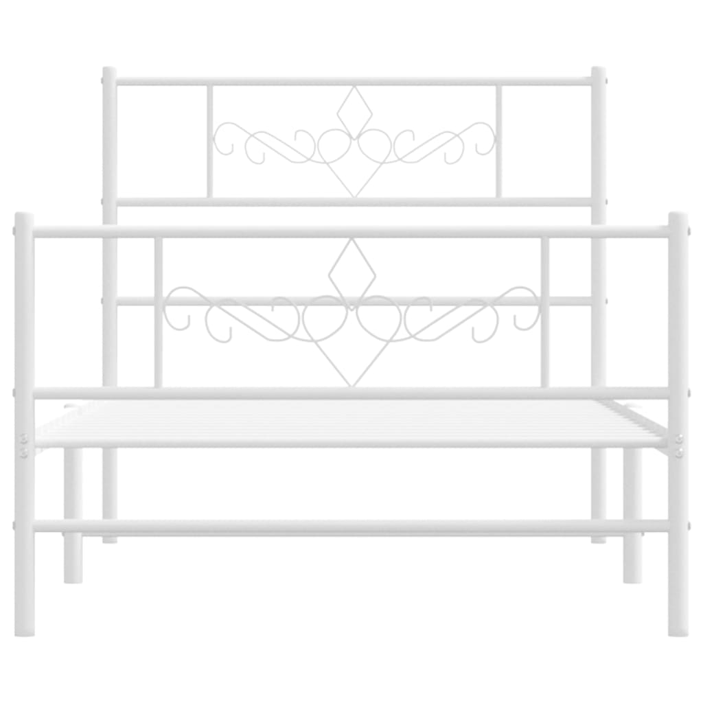 Metalni okvir kreveta uzglavlje i podnožje bijeli 75x190 cm