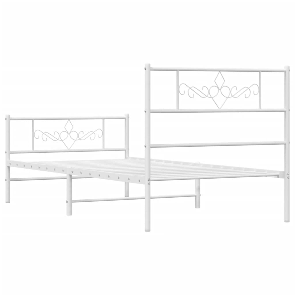 Metalni okvir kreveta uzglavlje i podnožje bijeli 75x190 cm