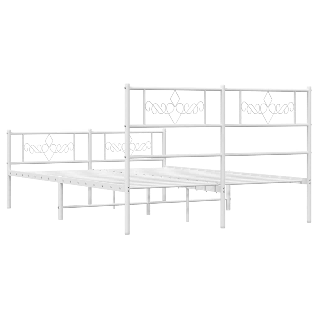 Metalni okvir kreveta uzglavlje i podnožje bijeli 140x200 cm