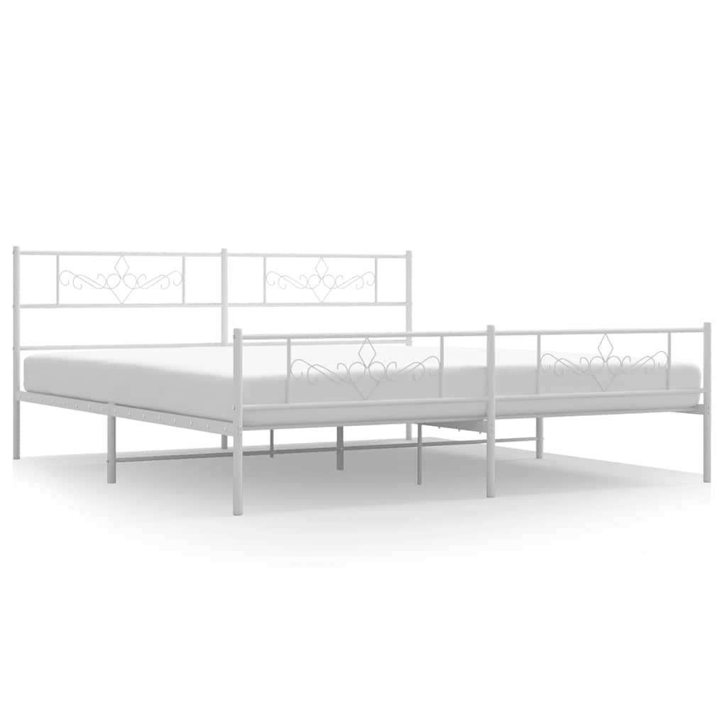 Metalni okvir kreveta uzglavlje i podnožje bijeli 183x213 cm