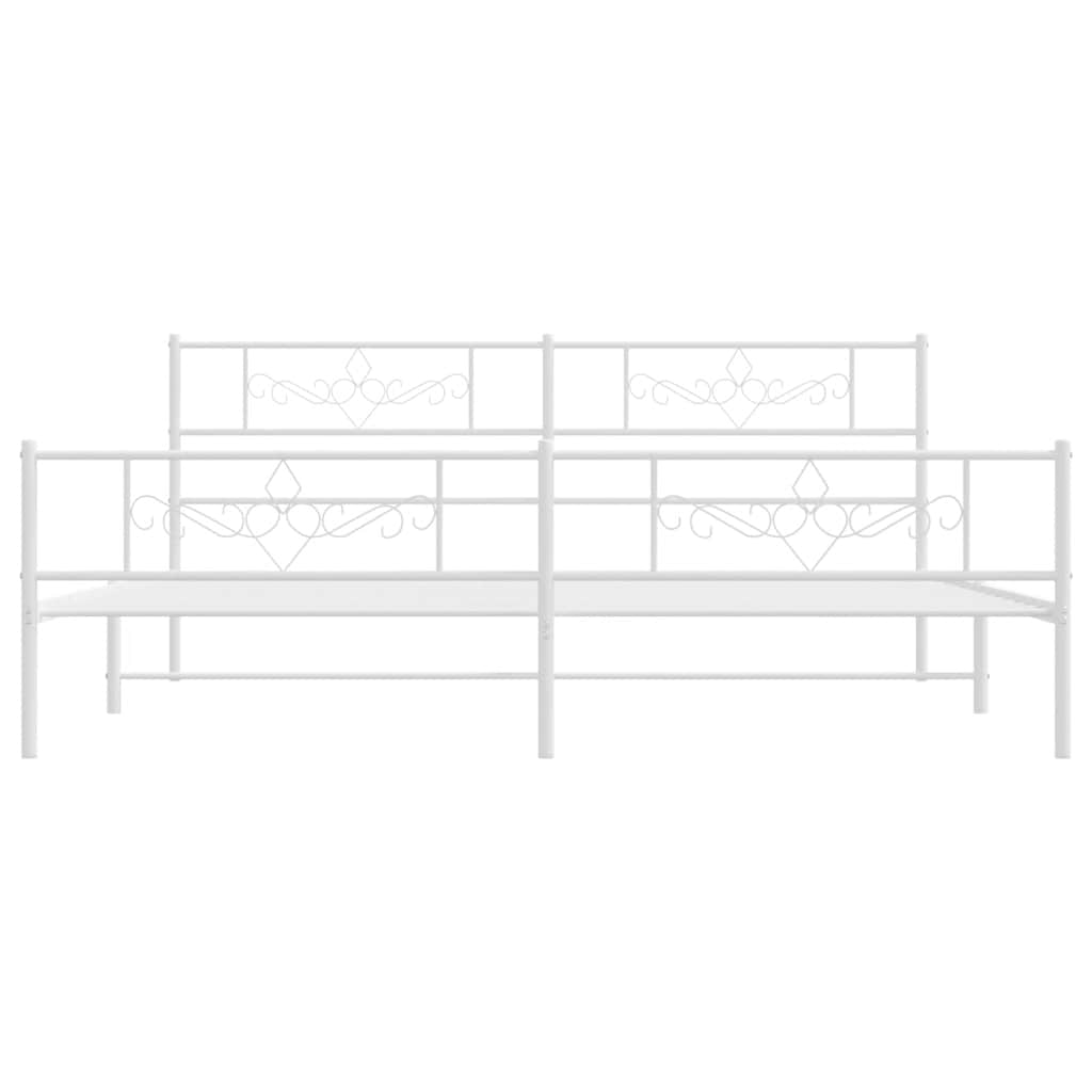 Metalni okvir kreveta uzglavlje i podnožje bijeli 183x213 cm