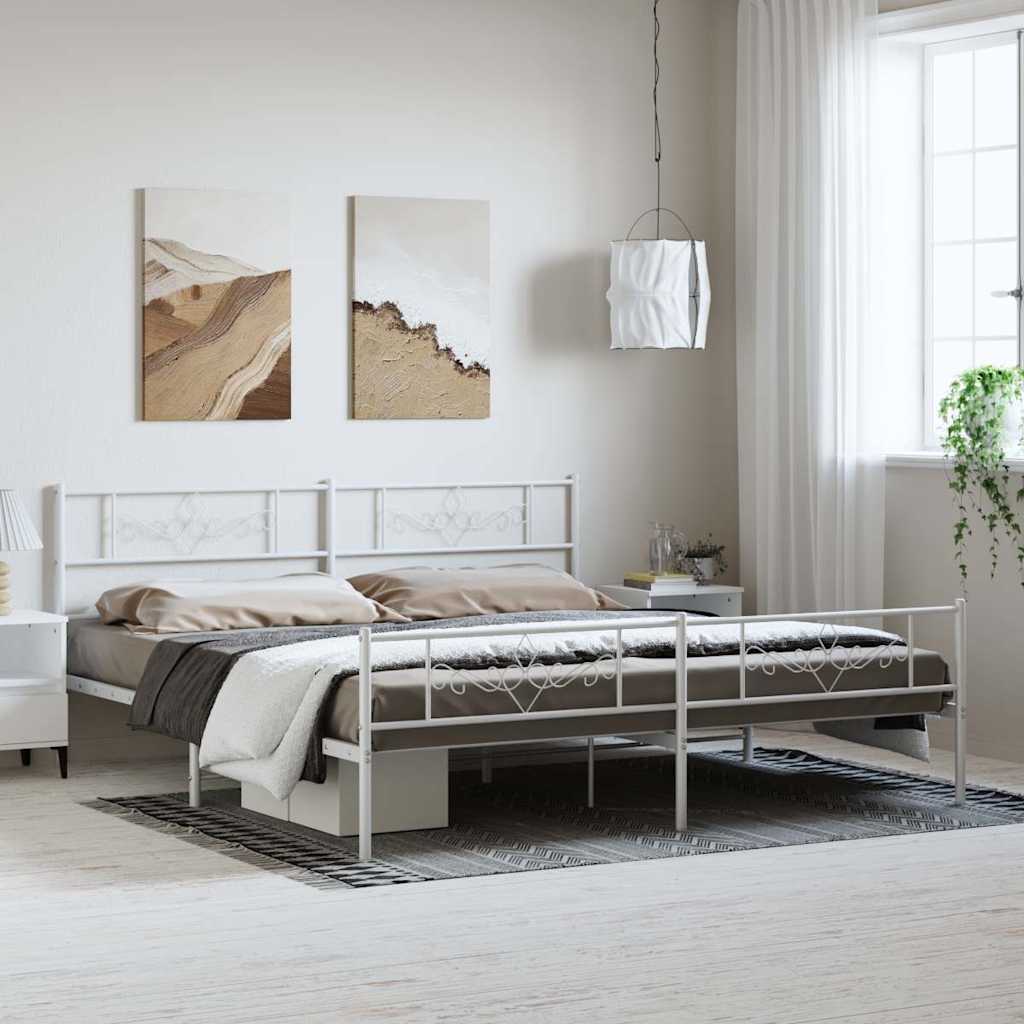 Metalni okvir kreveta uzglavlje i podnožje bijeli 183x213 cm