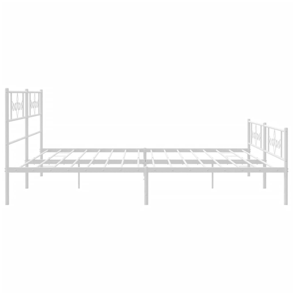 Metalni okvir kreveta uzglavlje i podnožje bijeli 200x200 cm