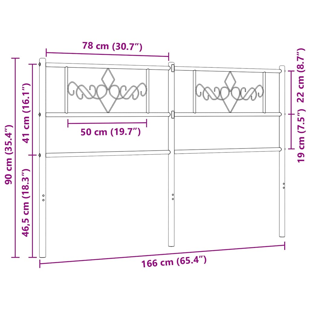 Metalno zamjensko uzglavlje bijelo 160 cm
