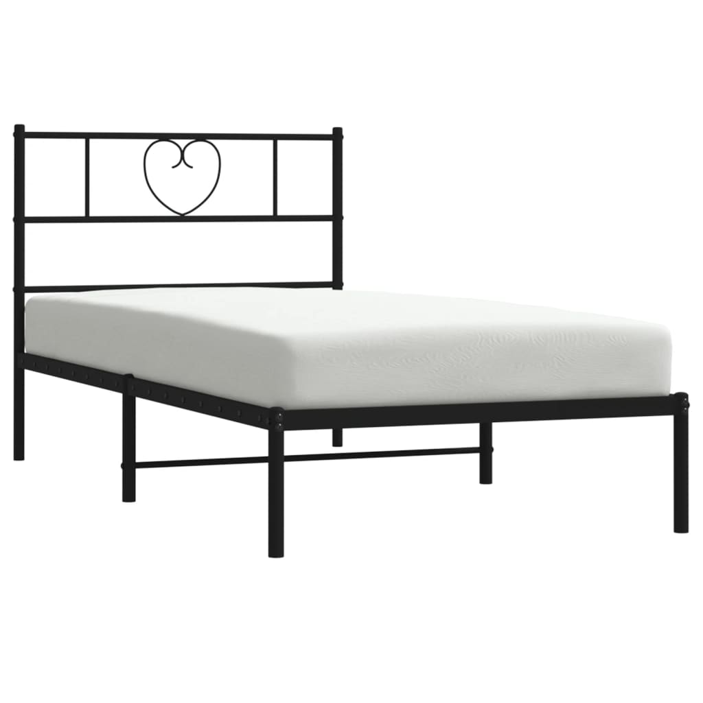Metalni okvir za krevet s uzglavljem crni 90x190 cm