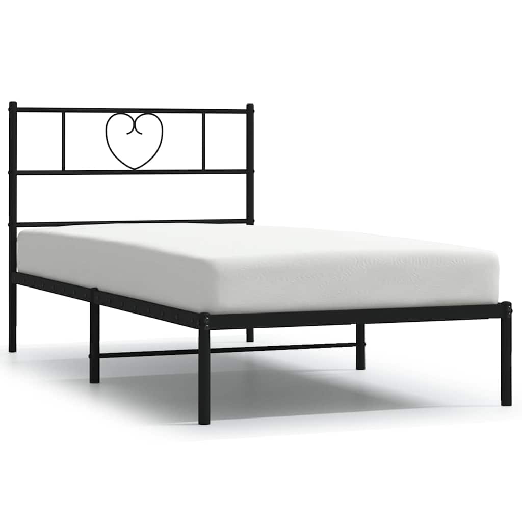 Metalni okvir za krevet s uzglavljem crni 100x190 cm