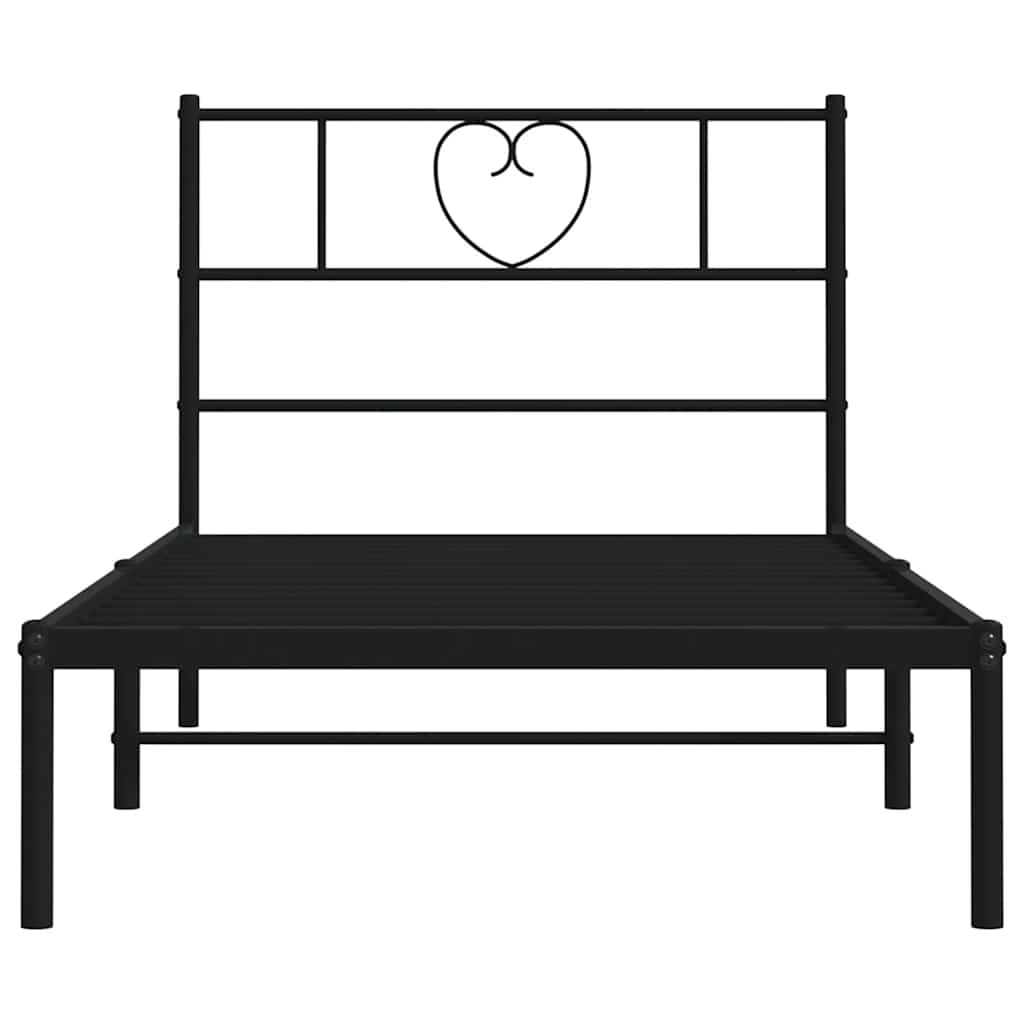 Metalni okvir za krevet s uzglavljem crni 100x200 cm