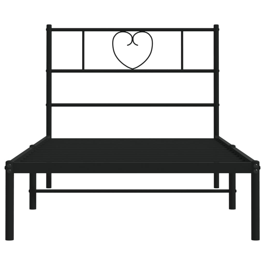 Metalni okvir za krevet s uzglavljem crni 107x203 cm