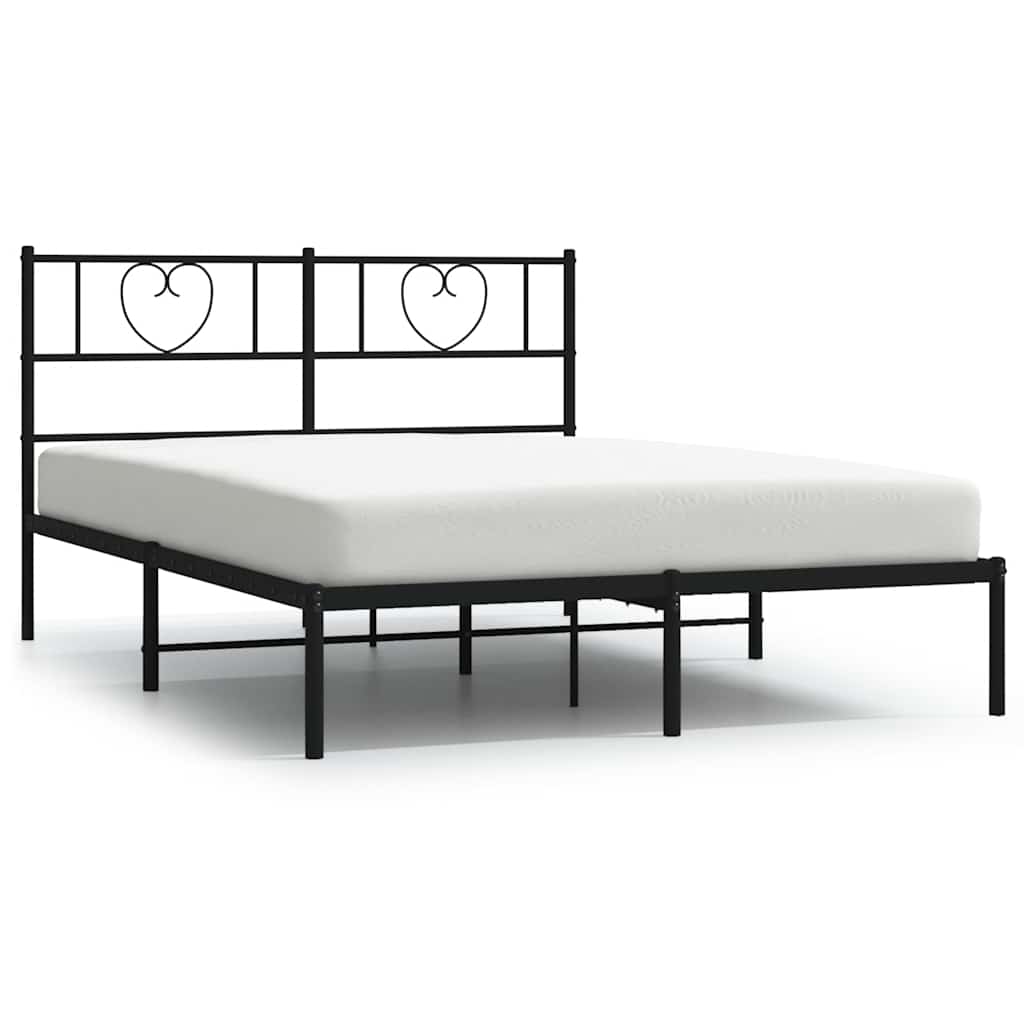 Metalni okvir za krevet s uzglavljem crni 135x190 cm