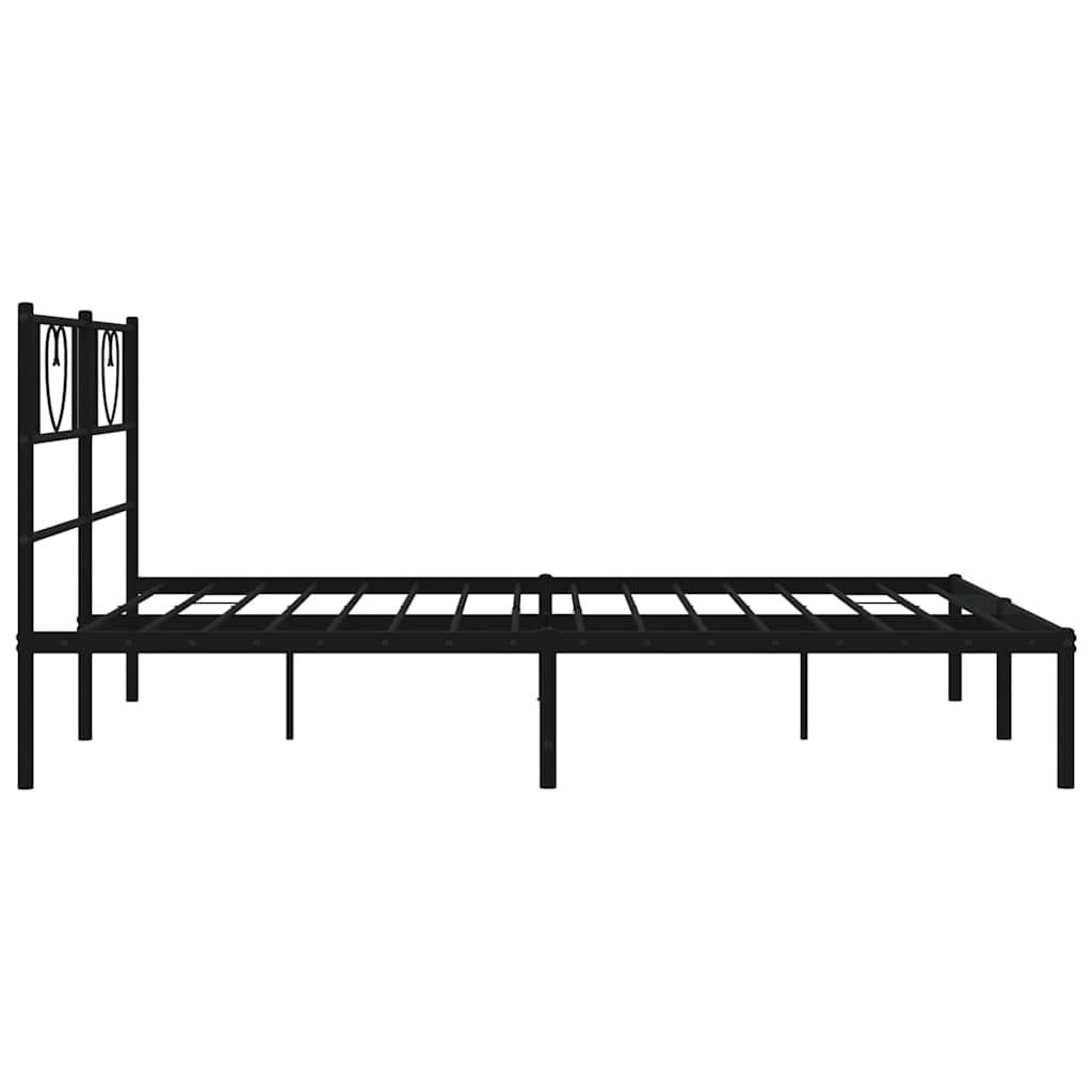 Metalni okvir za krevet s uzglavljem crni 135x190 cm