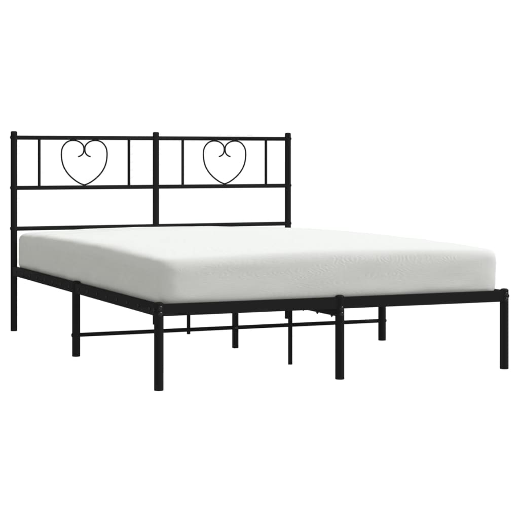 Metalni okvir za krevet s uzglavljem crni 140x190 cm