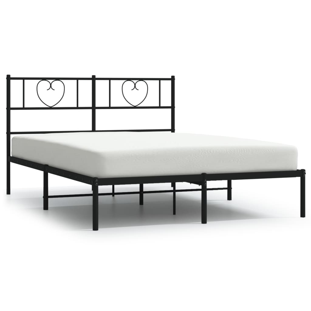 Metalni okvir za krevet s uzglavljem crni 140x200 cm