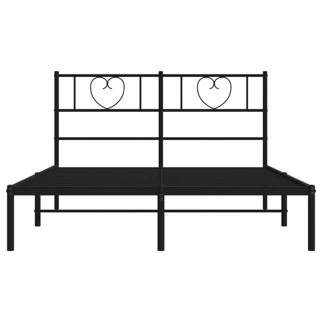 Metalni okvir za krevet s uzglavljem crni 140x200 cm