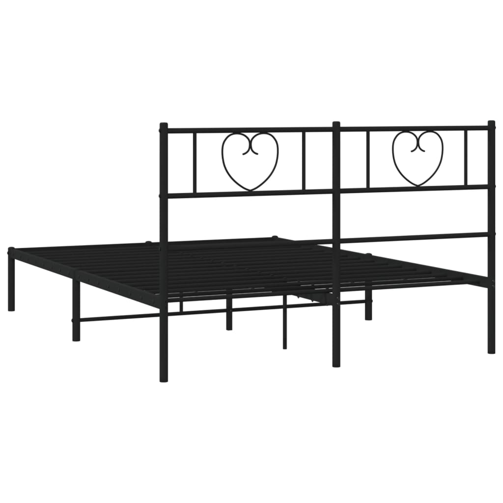 Metalni okvir za krevet s uzglavljem crni 140x200 cm