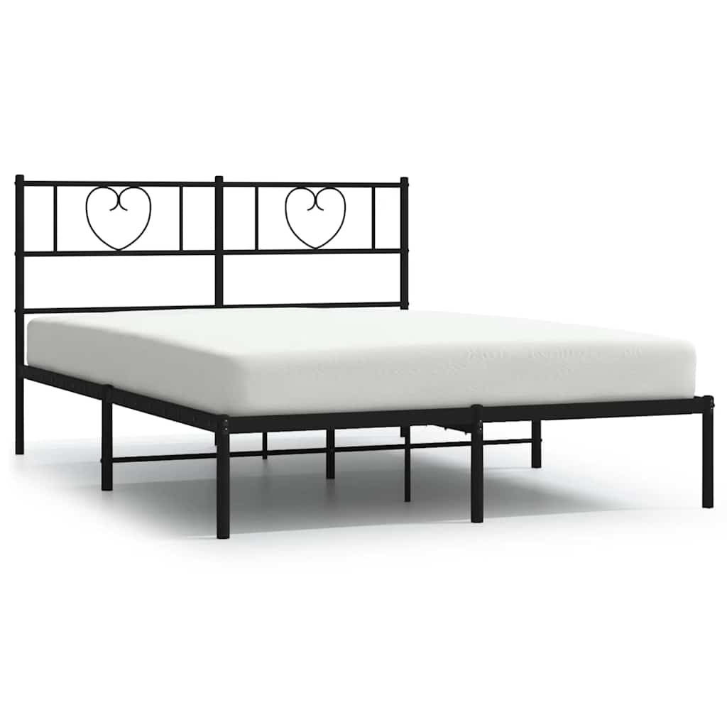 Metalni okvir za krevet s uzglavljem crni 160x200 cm