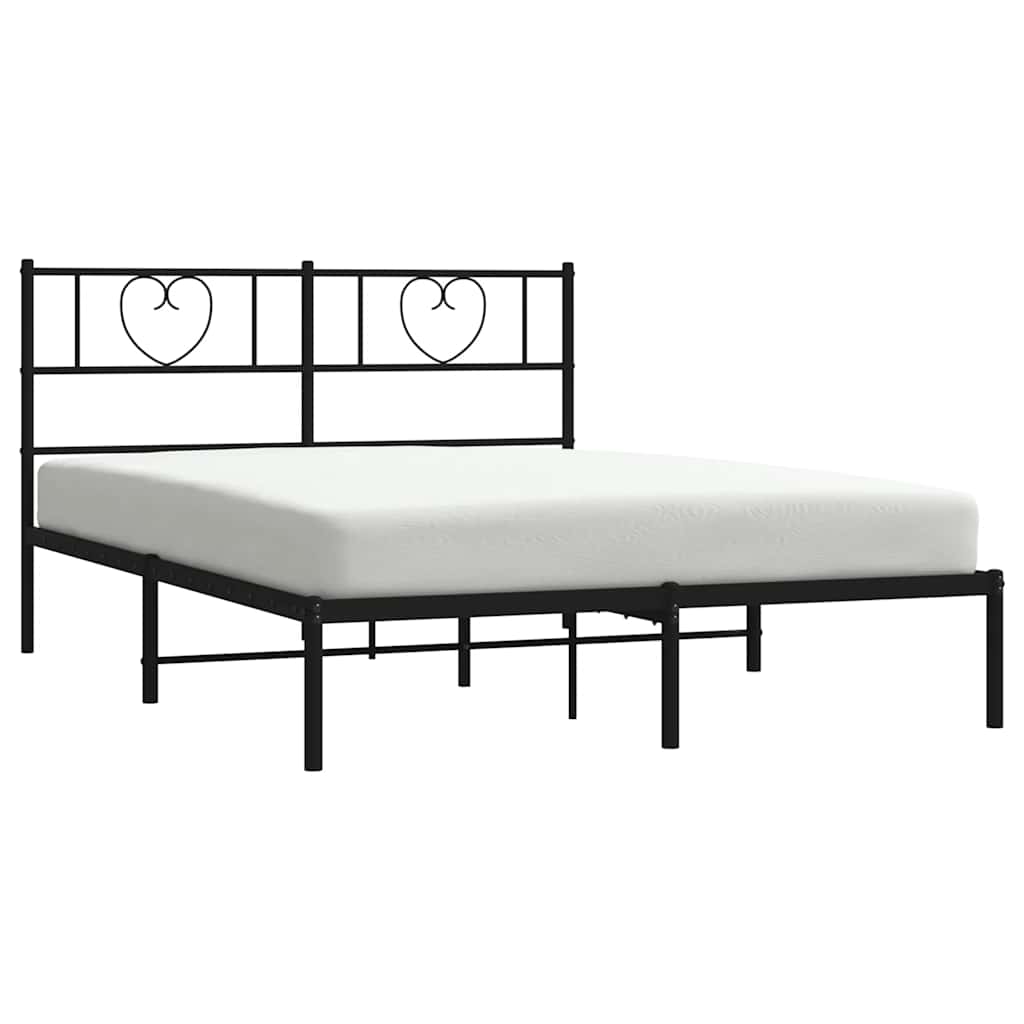 Metalni okvir za krevet s uzglavljem crni 160x200 cm