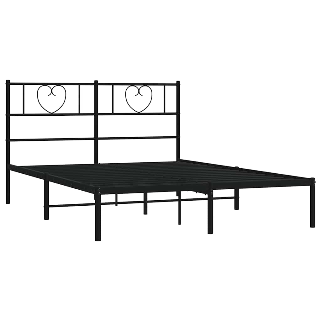Metalni okvir za krevet s uzglavljem crni 160x200 cm