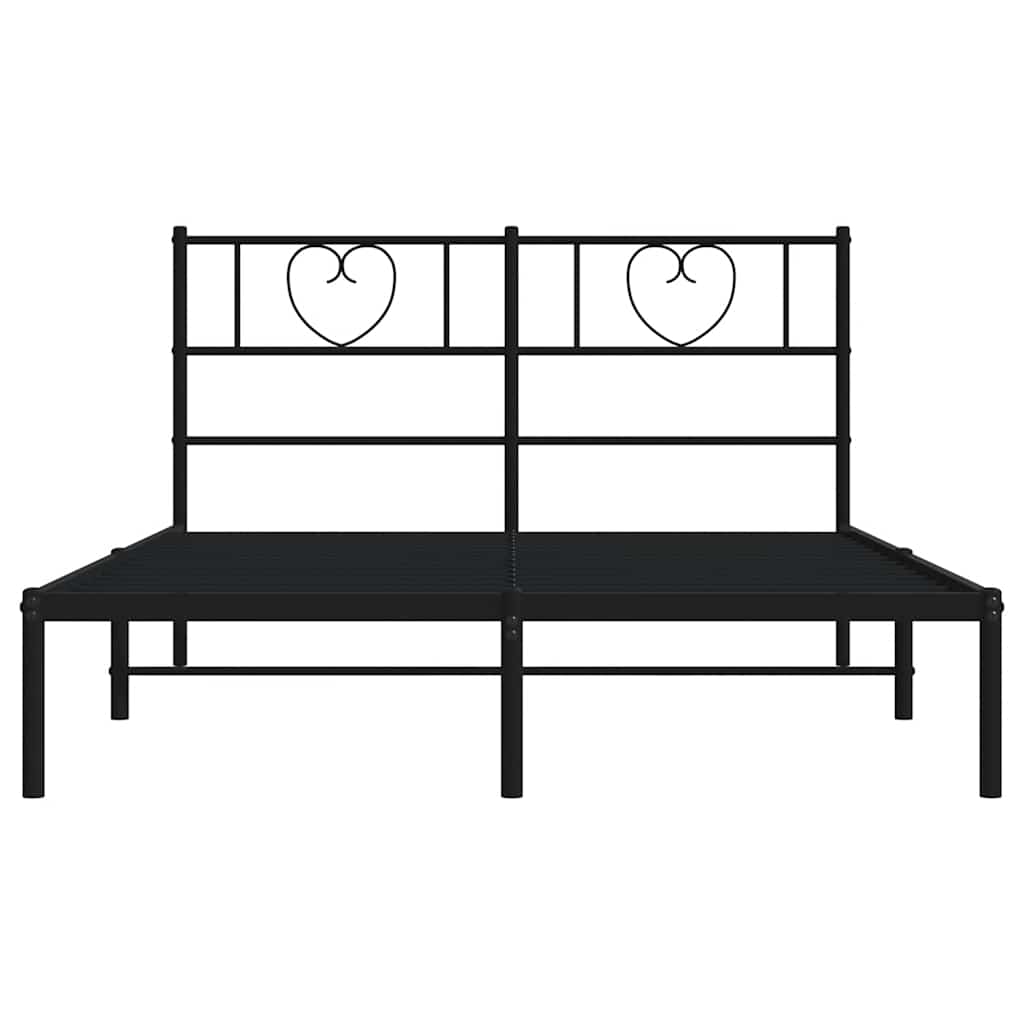 Metalni okvir za krevet s uzglavljem crni 160x200 cm