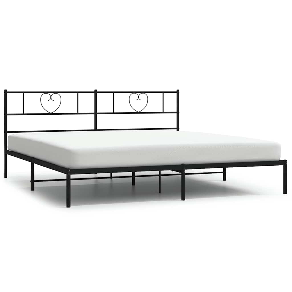 Metalni okvir za krevet s uzglavljem crni 180x200 cm