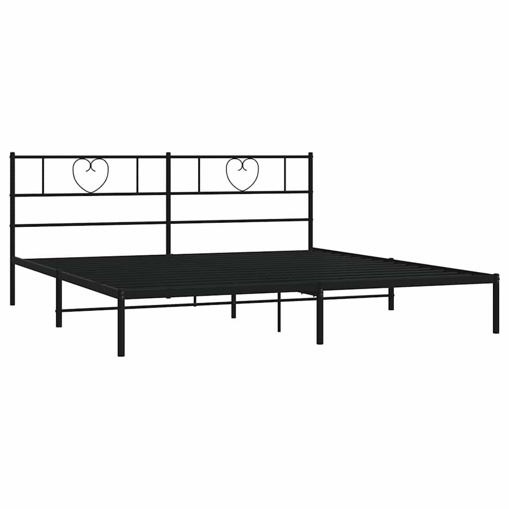 Metalni okvir za krevet s uzglavljem crni 180x200 cm