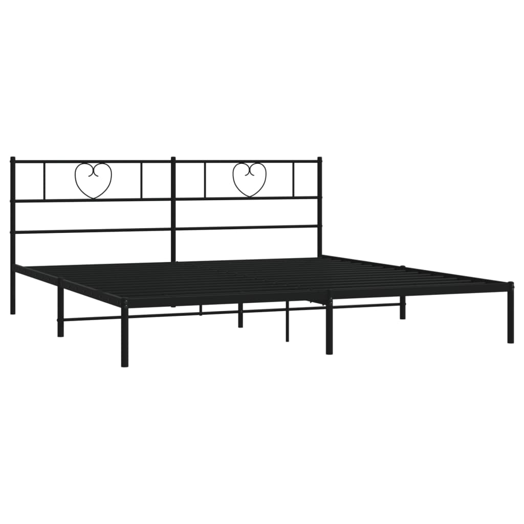 Metalni okvir za krevet s uzglavljem crni 200x200 cm