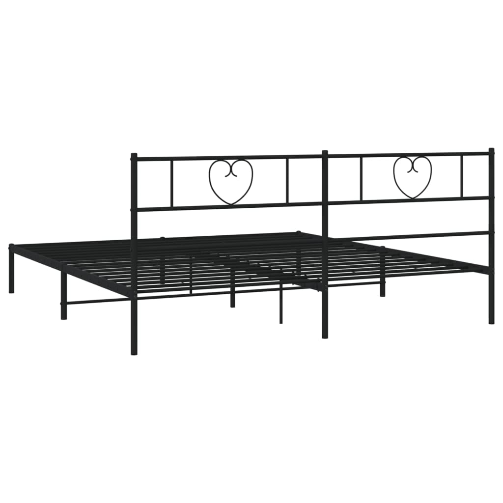 Metalni okvir za krevet s uzglavljem crni 200x200 cm