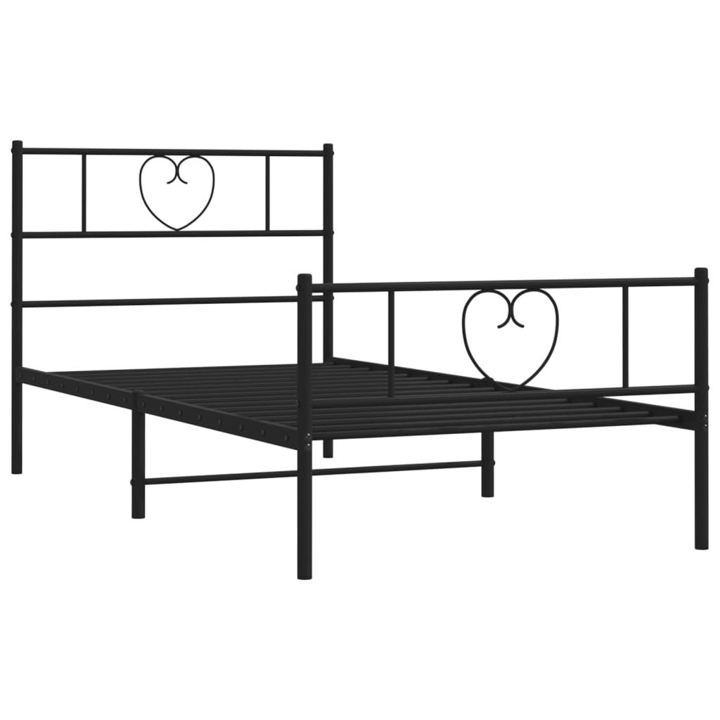 Metalni okvir kreveta uzglavlje i podnožje crni 75x190 cm