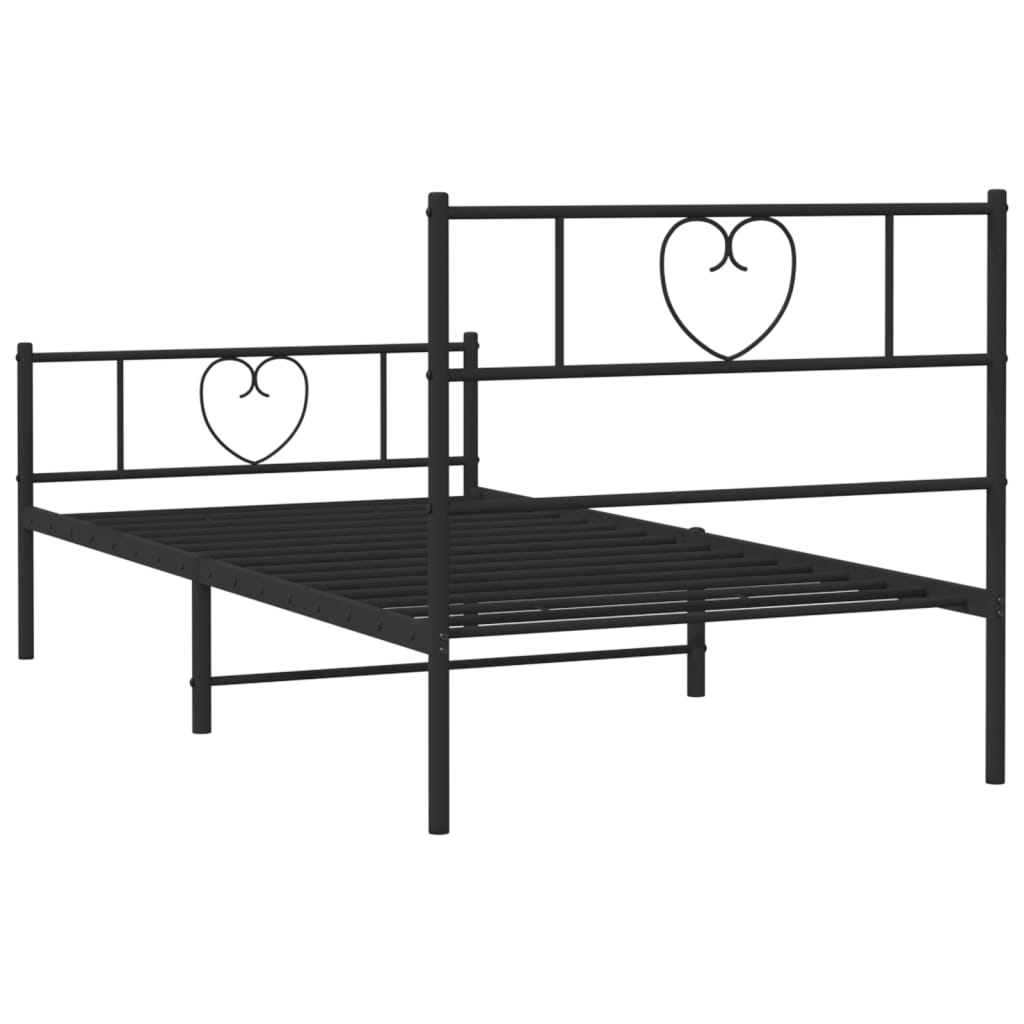 Metalni okvir kreveta uzglavlje i podnožje crni 75x190 cm