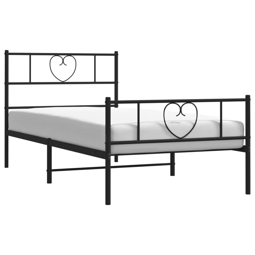 Metalni okvir kreveta uzglavlje i podnožje crni 90x190 cm
