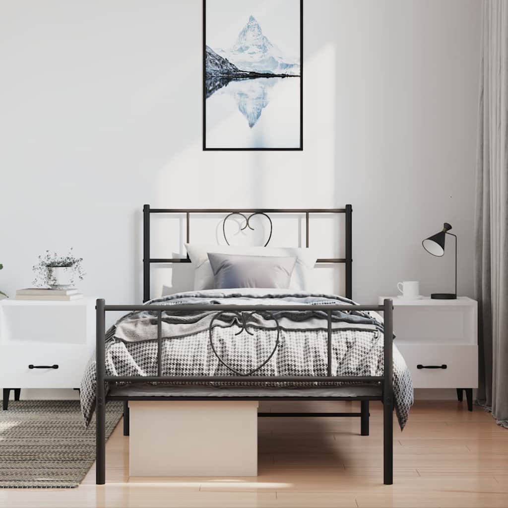 Metalni okvir kreveta uzglavlje i podnožje crni 100x200 cm