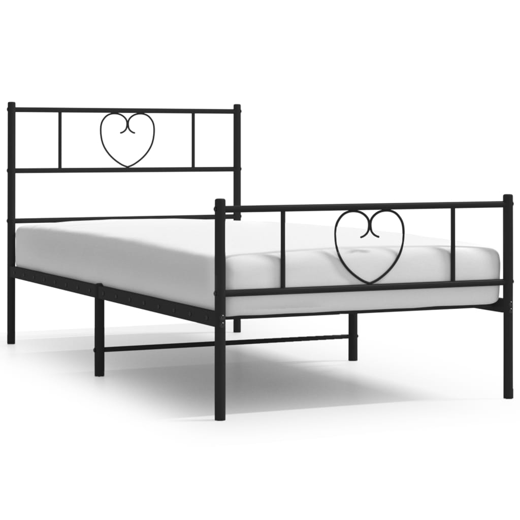 Metalni okvir kreveta uzglavlje i podnožje crni 107x203 cm