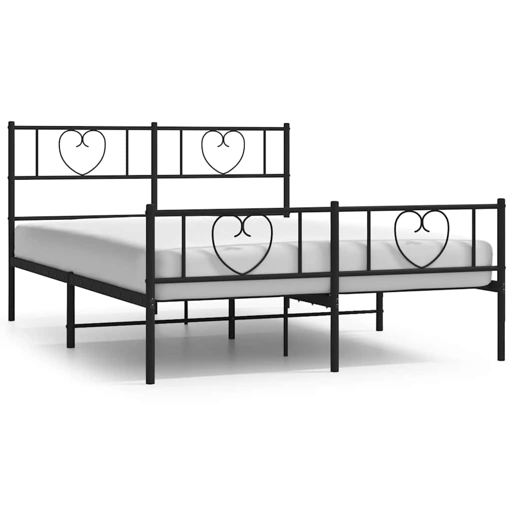 Metalni okvir kreveta uzglavlje i podnožje crni 135x190 cm