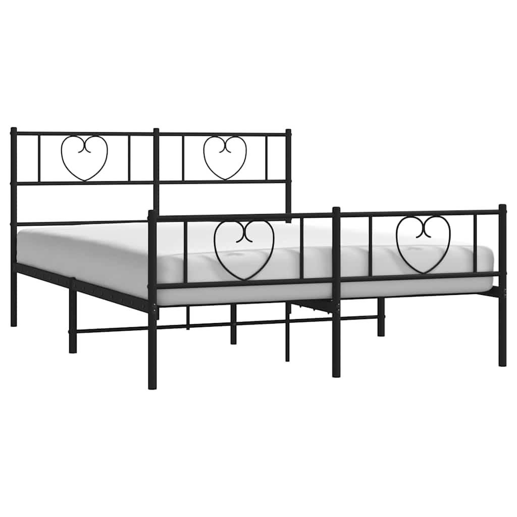 Metalni okvir kreveta uzglavlje i podnožje crni 150x200 cm