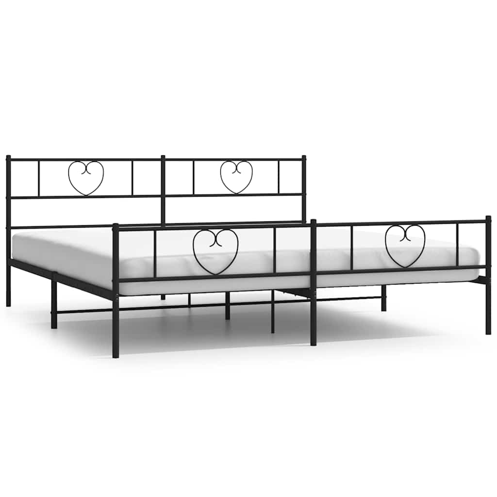 Metalni okvir kreveta uzglavlje i podnožje crni 183x213 cm