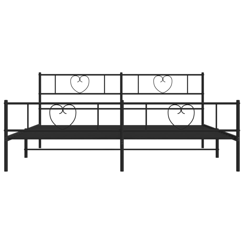 Metalni okvir kreveta uzglavlje i podnožje crni 200x200 cm