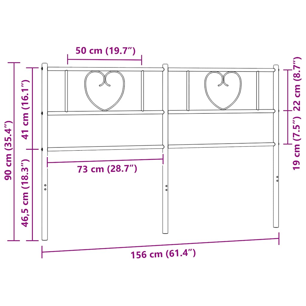 Metalno zamjensko uzglavlje crno 150 cm