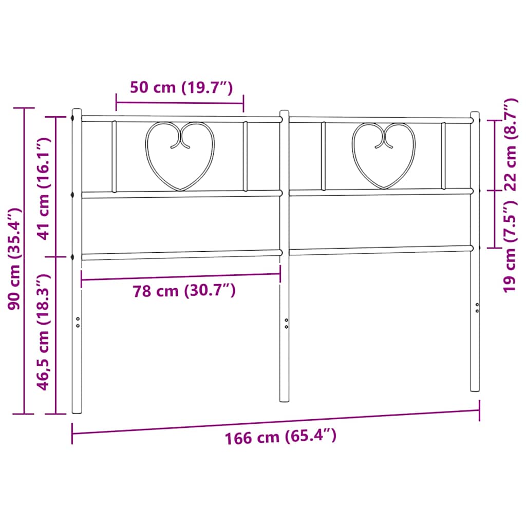 Metalno zamjensko uzglavlje crno 160 cm