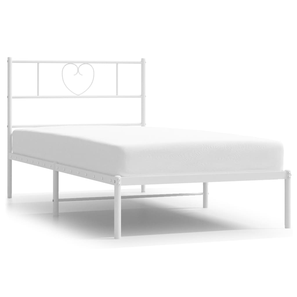 Metalni okvir za krevet s uzglavljem bijeli 80x200 cm