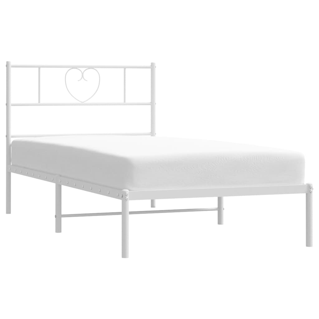 Metalni okvir za krevet s uzglavljem bijeli 80x200 cm