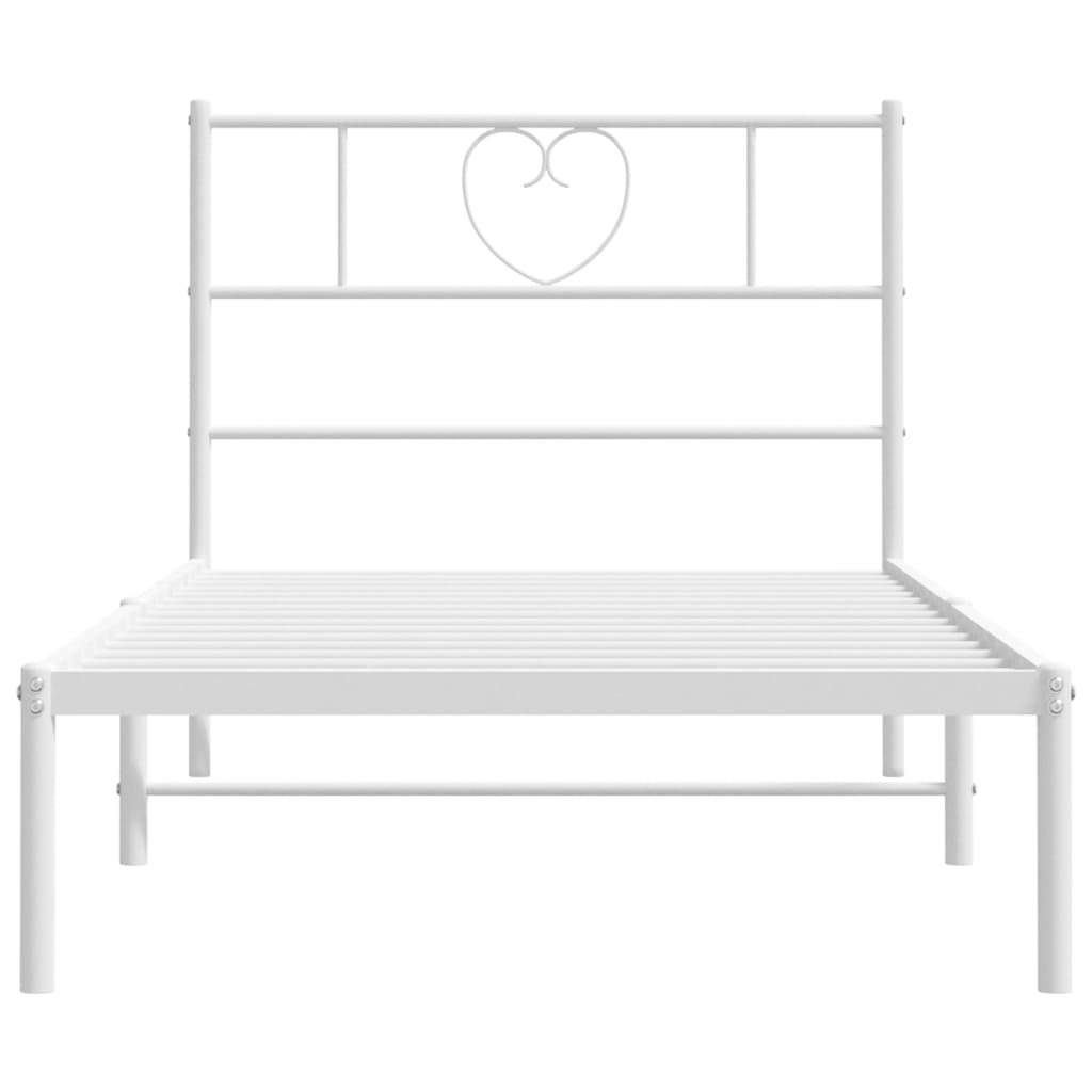 Metalni okvir za krevet s uzglavljem bijeli 80x200 cm