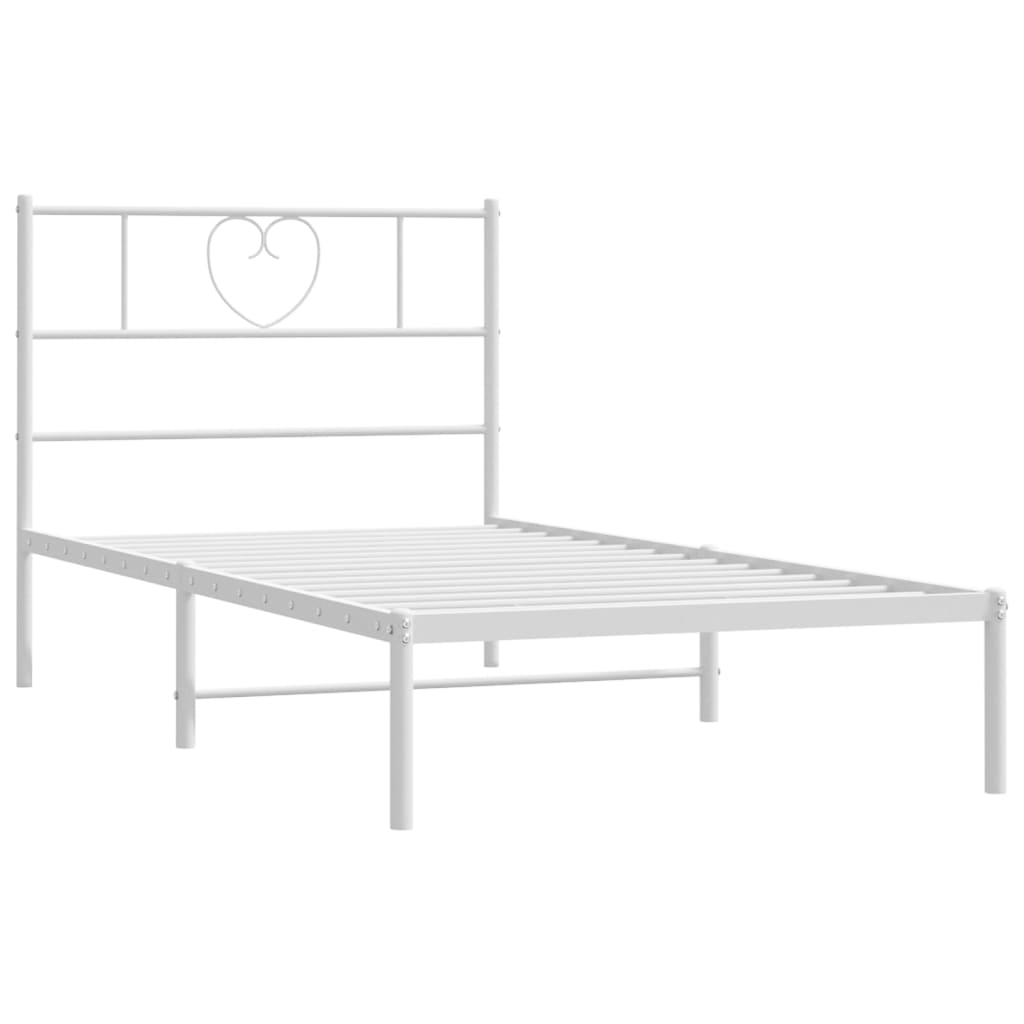 Metalni okvir za krevet s uzglavljem bijeli 80x200 cm