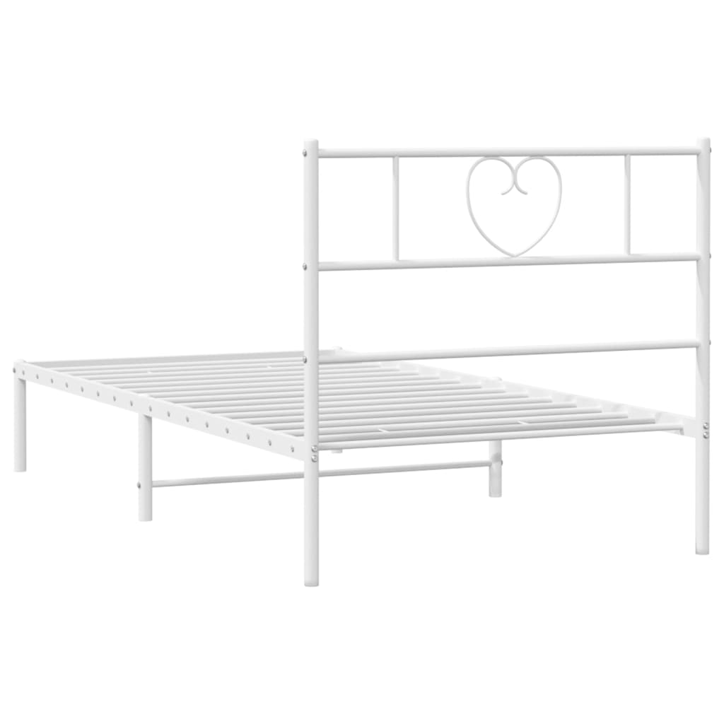 Metalni okvir za krevet s uzglavljem bijeli 80x200 cm