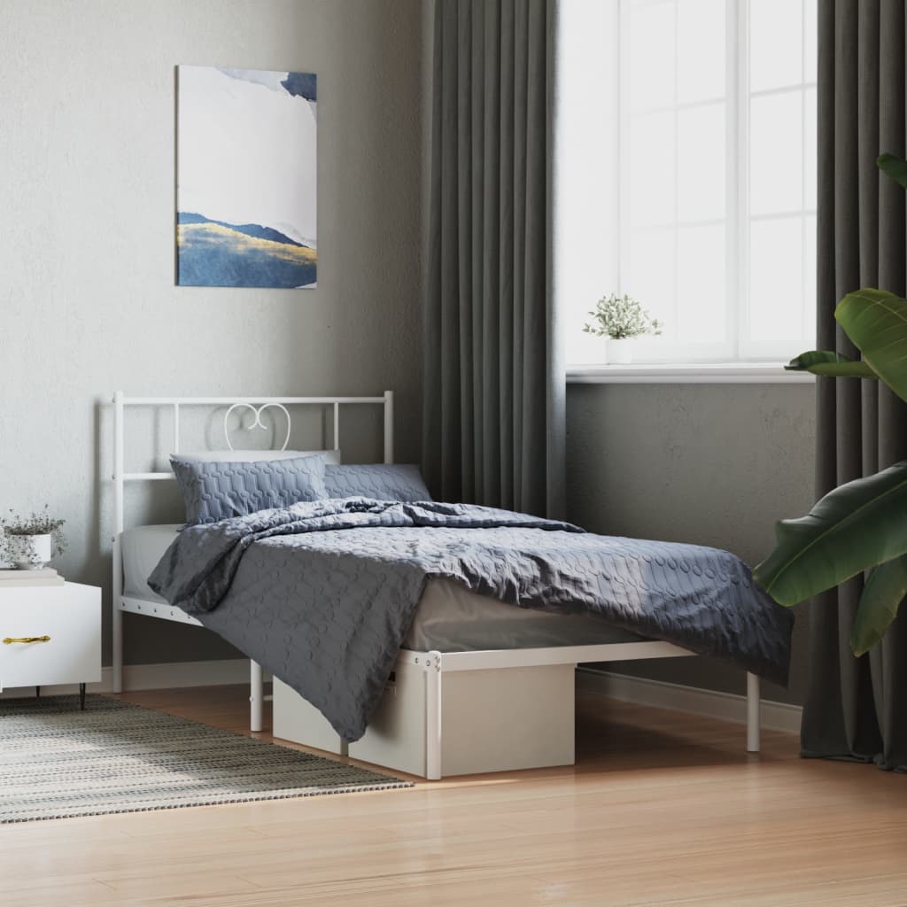 Metalni okvir za krevet s uzglavljem bijeli 80x200 cm